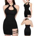 Vampy Collared Bodycon Mini Dress