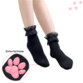 3D Paw Pad Lace Trim Cotton Frilly Ankle Socks