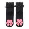 3D Paw Pad Lace Trim Cotton Frilly Ankle Socks