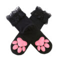 3D Paw Pad Lace Trim Cotton Frilly Ankle Socks