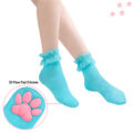 3D Paw Pad Lace Trim Cotton Frilly Ankle Socks