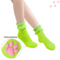 3D Paw Pad Lace Trim Cotton Frilly Ankle Socks