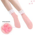 3D Paw Pad Lace Trim Cotton Frilly Ankle Socks