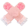 3D Paw Pad Lace Trim Cotton Frilly Ankle Socks