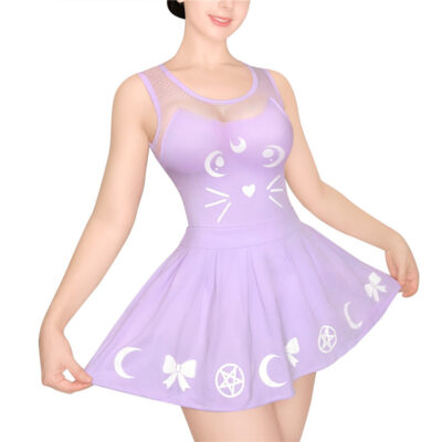 Luna Onesie Purple Skirt Set