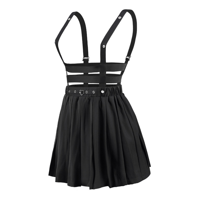 3-way goth bondage a-line pleated mini circle skirt