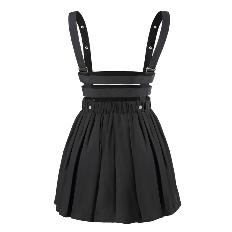 3-way goth bondage a-line pleated mini circle skirt