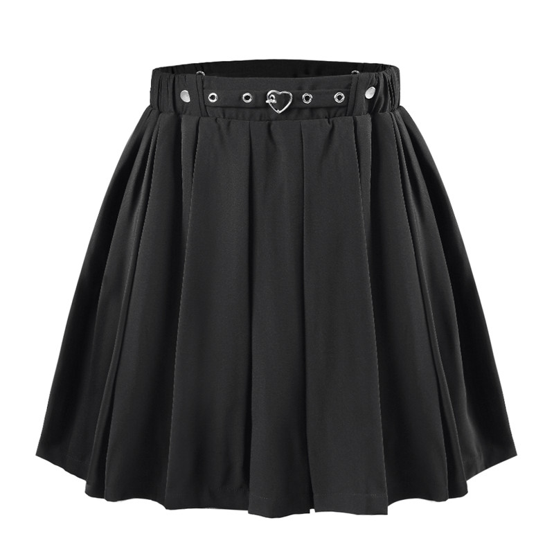 3-way goth bondage a-line pleated mini circle skirt