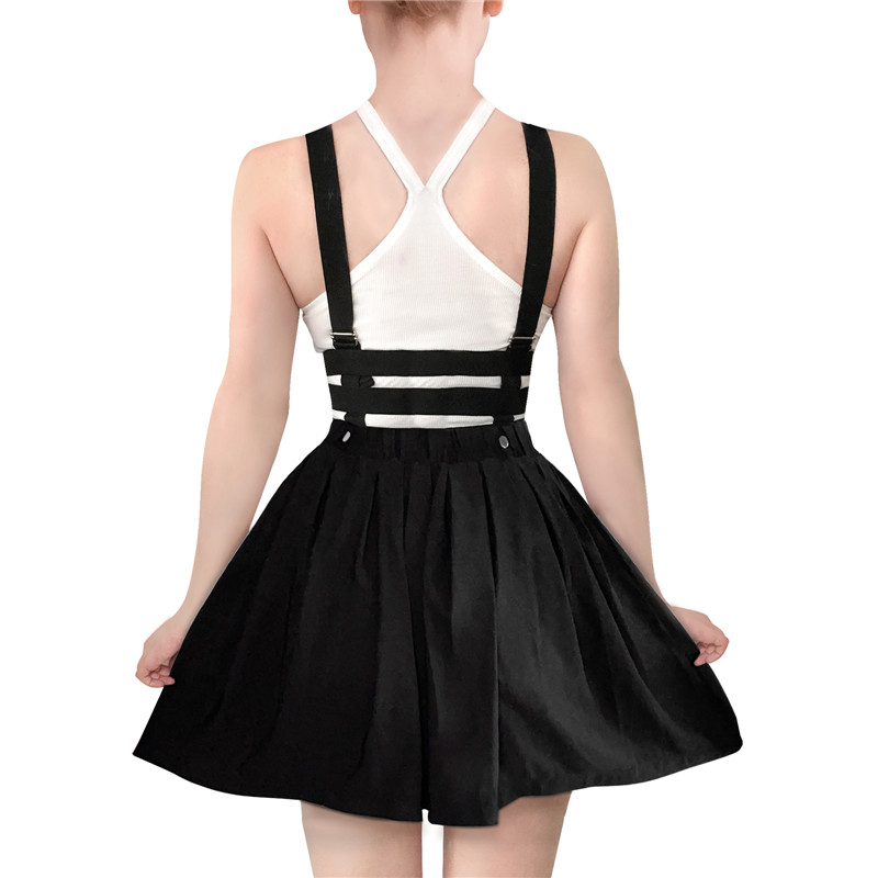 3-way goth bondage a-line pleated mini circle skirt