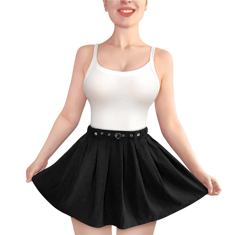 3-way goth bondage a-line pleated mini circle skirt