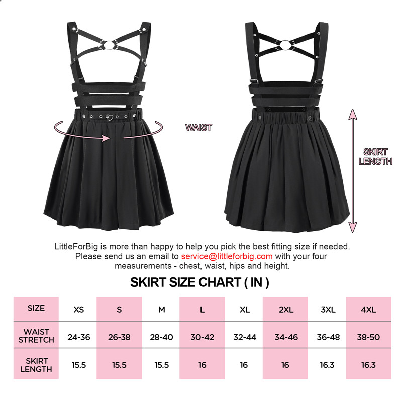 3-way goth bondage a-line pleated mini circle skirt