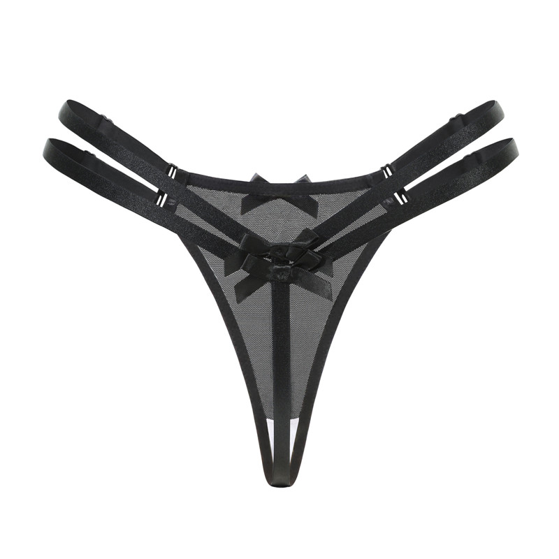 "Delilah" Two Strap Bondage Style Bow-Back Thong