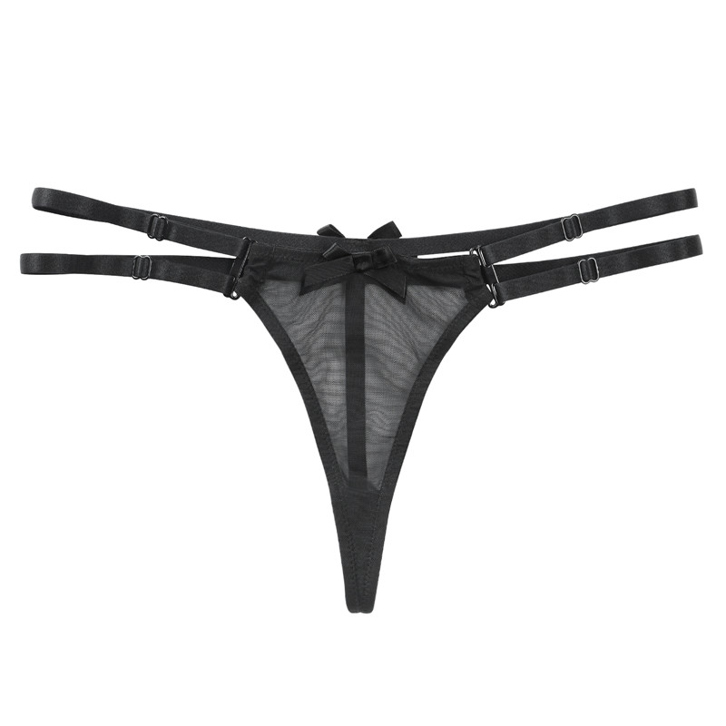 "Delilah" Two Strap Bondage Style Bow-Back Thong