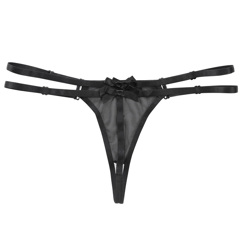 "Delilah" Two Strap Bondage Style Bow-Back Thong