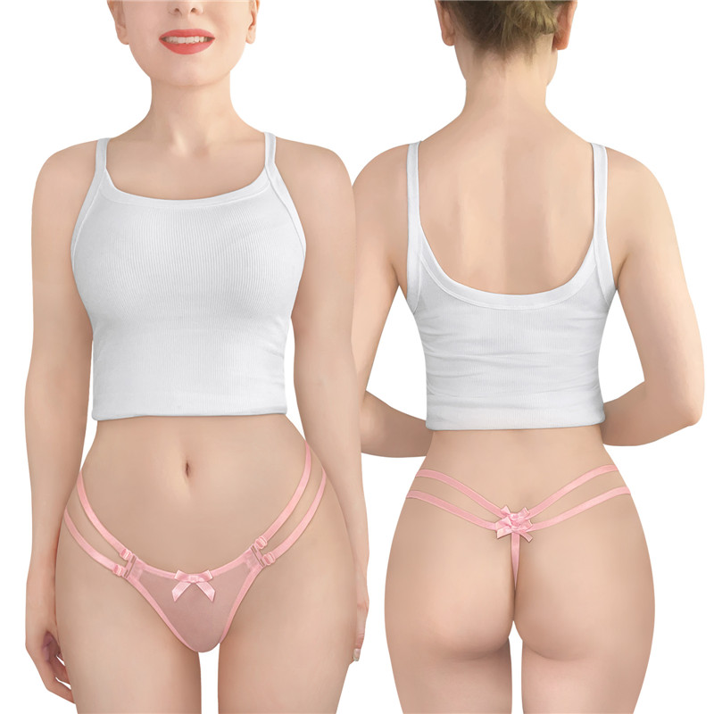 "Delilah" Two Strap Bondage Style Bow-Back Thong