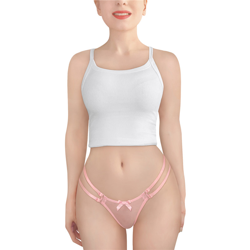 "Delilah" Two Strap Bondage Style Bow-Back Thong