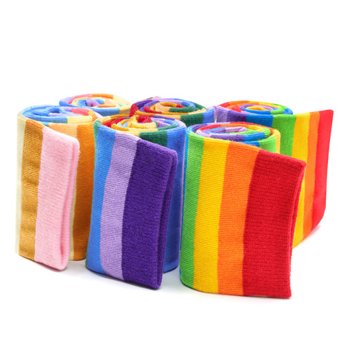 Striped Tube Thigh High Socks 3 Pairs Set