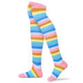 Striped Tube Thigh High Socks 3 Pairs Set