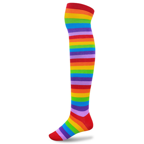 Striped Tube Thigh High Socks 3 Pairs Set