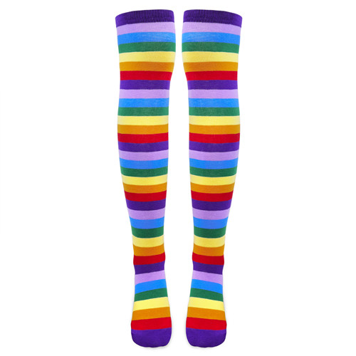 Striped Tube Thigh High Socks 3 Pairs Set