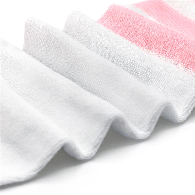 Knee High School Girl Long Striped Tube Socks – White & Pink