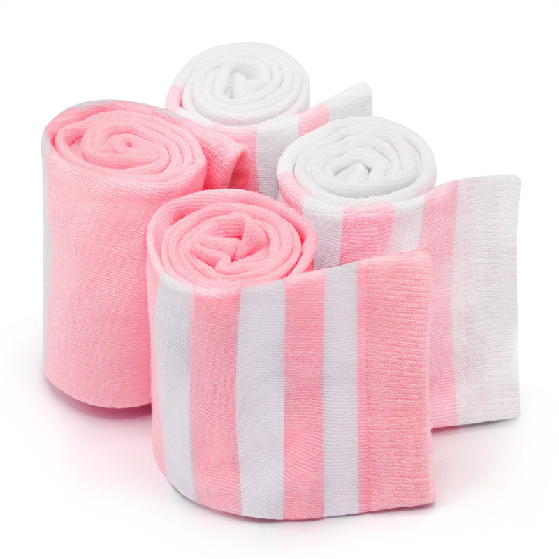 Knee High School Girl Long Striped Tube Socks – White & Pink