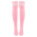 Knee High School Girl Long Striped Tube Socks – White & Pink
