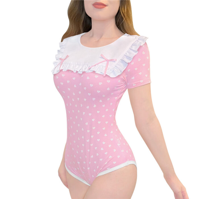 LittleForBig Zijdeachtige Geruite Strampler Onesie Pyjama Bodysuit - Usagi Camisole Strampler Onesie, roze, M