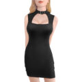 Cyber Goth Bodycon Collared Mini Dress
