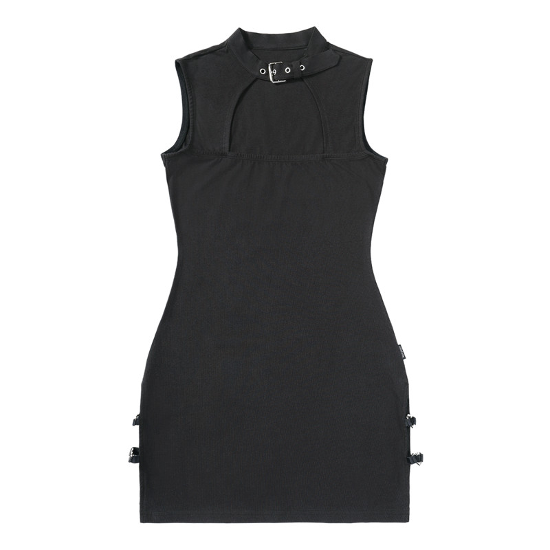 Cyber Goth Bodycon Collared Mini Dress