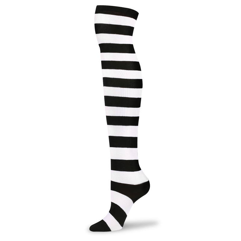 Knee High School Girl Long Striped Socks – Pink and Black