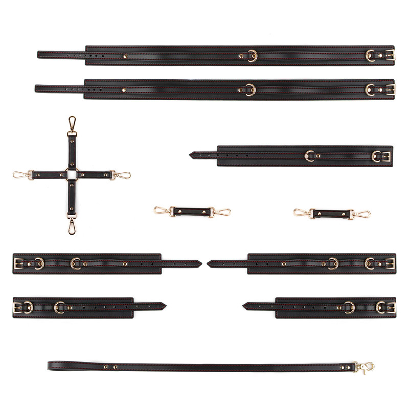 PrettyInCuffs Faux Leather Bondage BDSM Restraints Kits 11 Pcs