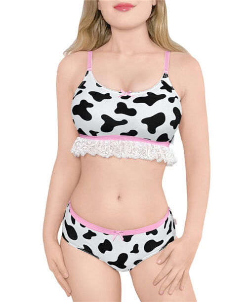 Milk Cow Print Bralette Set