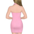 Vampy Collared Bodycon Mini Dress Pink