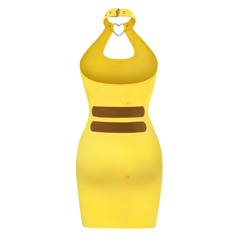 I Choose You Overall Vampy Collared Bodycon Mini Dress with Detachable Tail