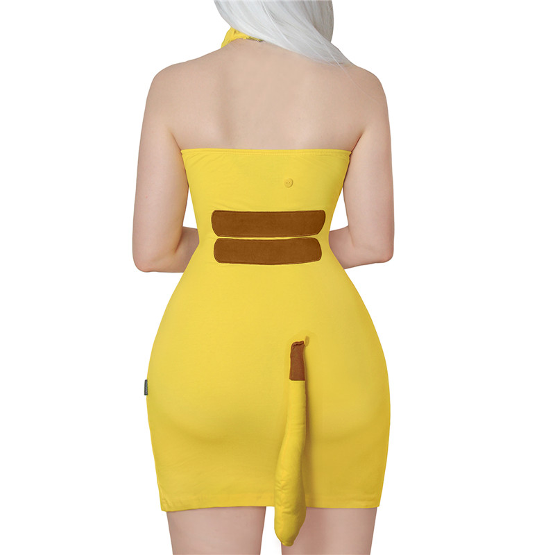 I Choose You Overall Vampy Collared Bodycon Mini Dress with Detachable Tail