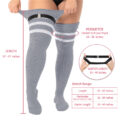 Plus Size Cable Knitted Striped Thigh High Socks