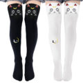 Luna Moon Cat Print Thigh High Stockings