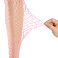 High Waist Tights Fishnet Mesh Net Stockings 3 Pairs-Pink