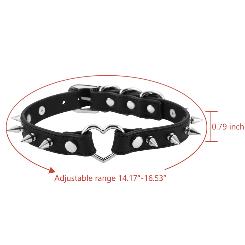 Love Heart Rivets Collar Necklace