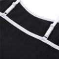 Retro Patch Adjustable Striped Bodycon Mini Dress Black