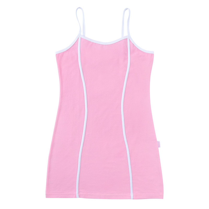 Retro Patch Adjustable Striped Bodycon Mini Dress Pink