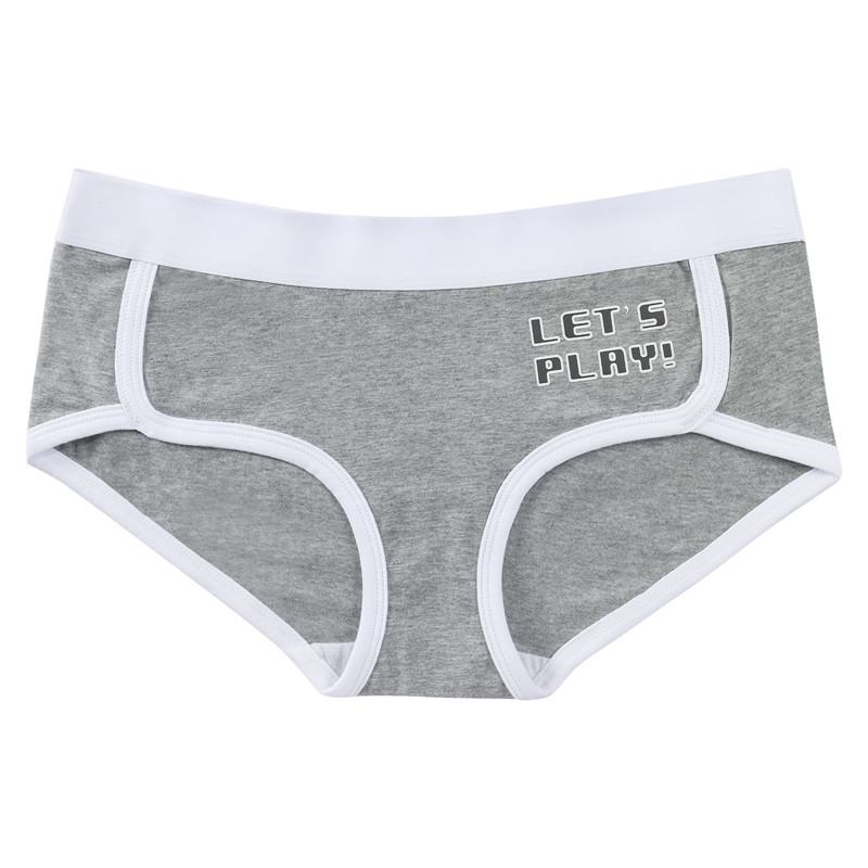 Let&apos;s Play GamerGirl Cosplay Bralette 2 Piece Sportsbra Boyshort Loungewear Set Grey