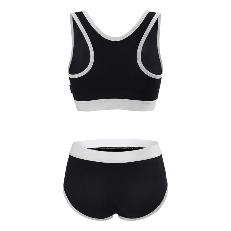 Let&apos;s Play GamerGirl Cosplay Bralette 2 Piece Sportsbra Boyshort Loungewear Set Black