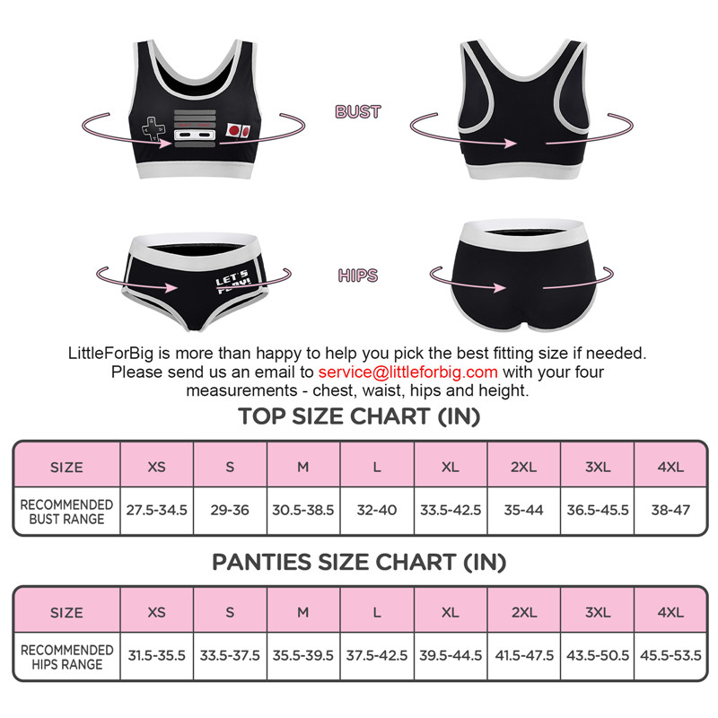 Let&apos;s Play GamerGirl Cosplay Bralette 2 Piece Sportsbra Boyshort Loungewear Set Black