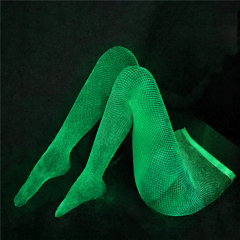 High Waist Night-Glow Fishnet Mesh Tights 2 Pairs Stockings – Small Grid Patterns