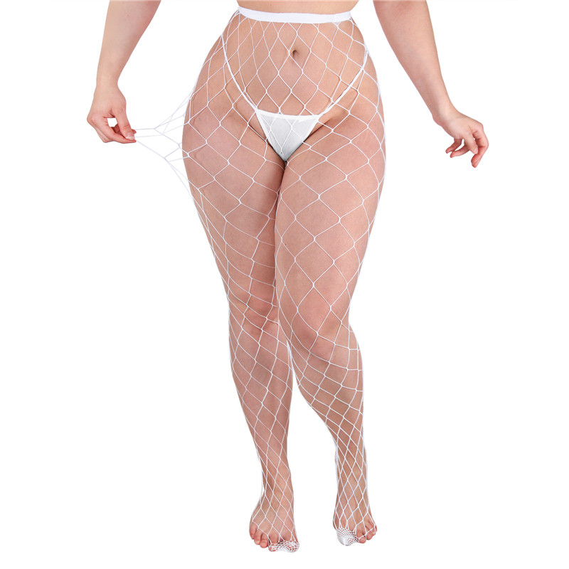 High Waist Night-Glow Fishnet Mesh Tights 2 Pairs Stockings – Large Grid Patterns