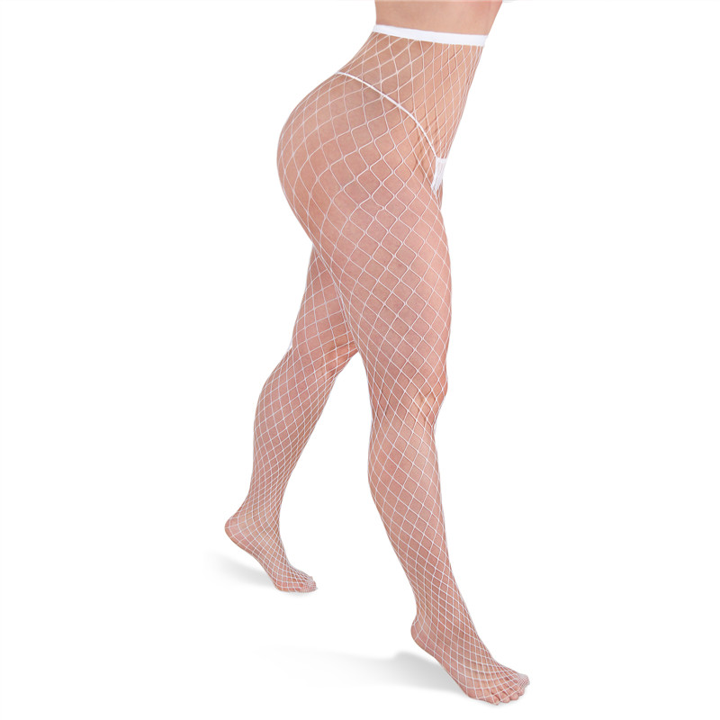 High Waist Night-Glow Fishnet Mesh Tights 2 Pairs Stockings – Large Grid Patterns