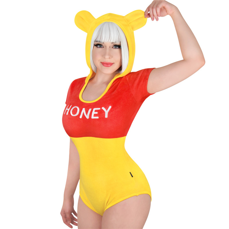 Honey Bear Plush Onesie Bodysuit