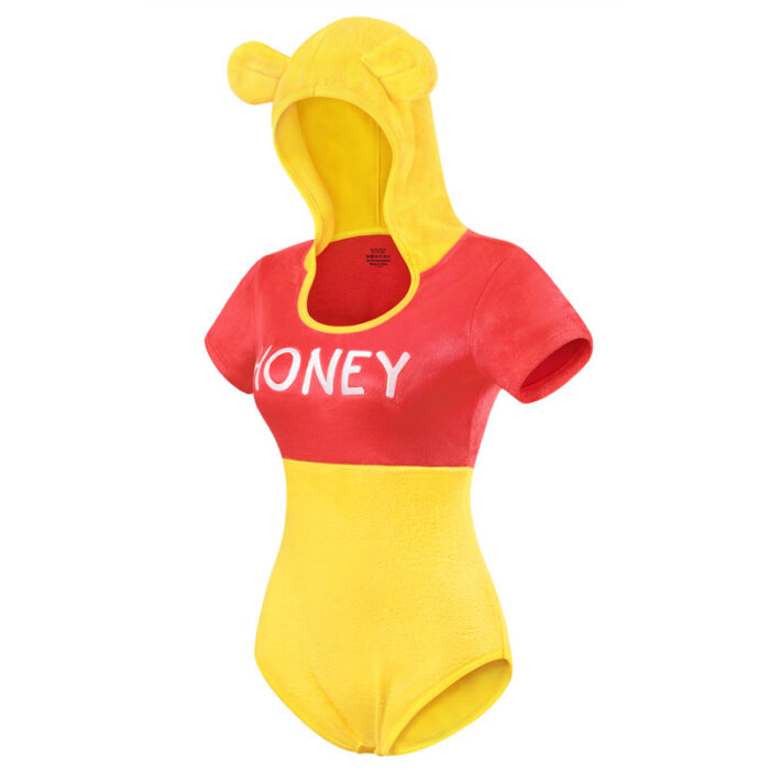 Teddy Bear Plush One-piece Bodysuit Hooded Romper Chocolate Brown